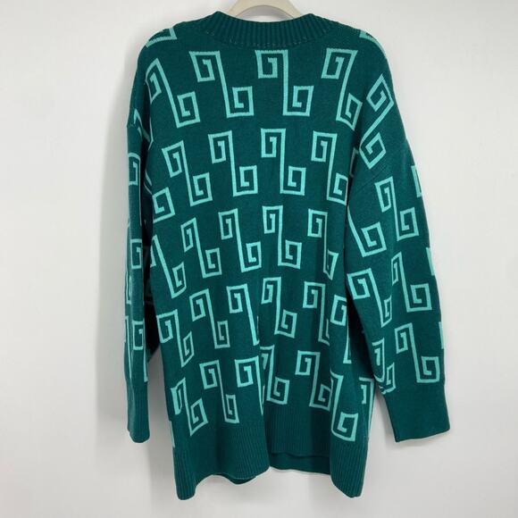 New & Other Stories Oversized Green Jacquard Knit Wool Blend Sweater Large - Picture 9 of 15
